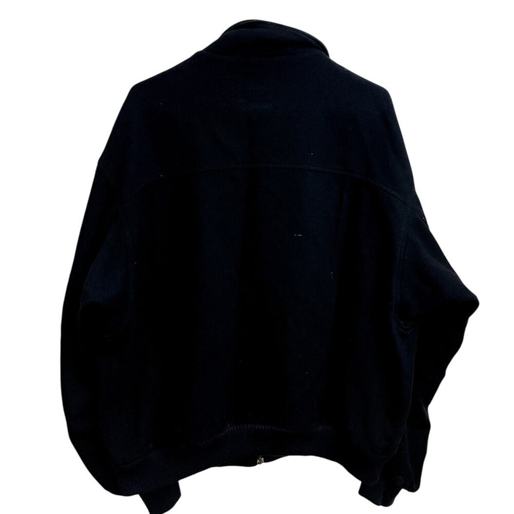 Vintage Men's Black Melton Bomber Jacket Evergreen Wool Blend Size L Old Money - Picture 2 of 4